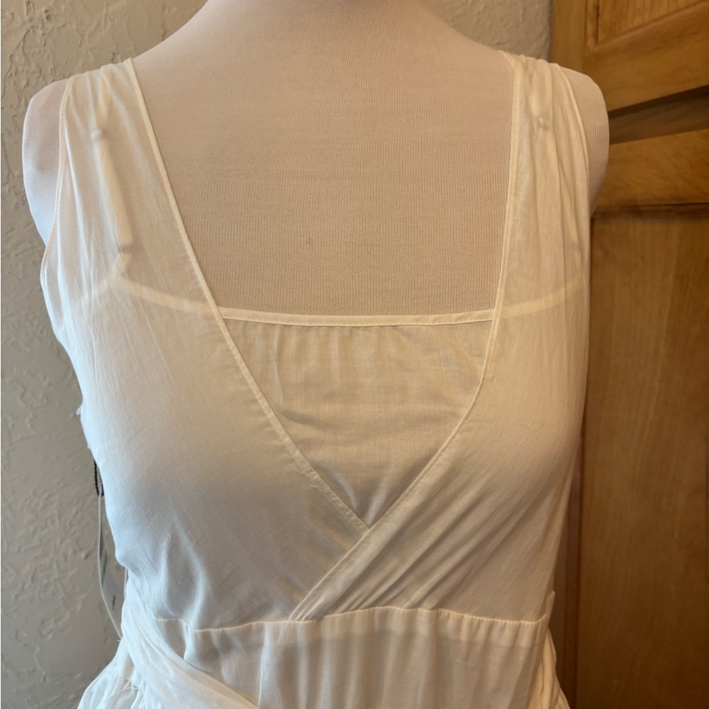 Calvin Klein White Wrap Dress Tie Waist Sleeveless Size 8 Midi - Picture 2 of 11